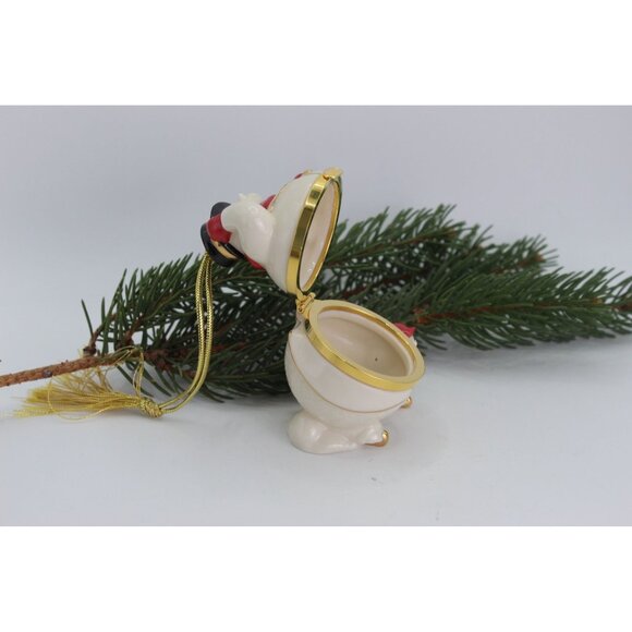 Lenox Snowman Hinged Trinket Box with Mini Snowman Figurine Porcelain Gold Trim - Picture 3 of 6